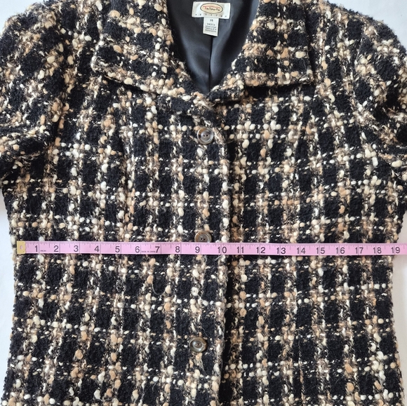 Talbots Petites Black & Tan Bouclé Wool Blend Tweed Blazer - Size 14P - Picture 5 of 8